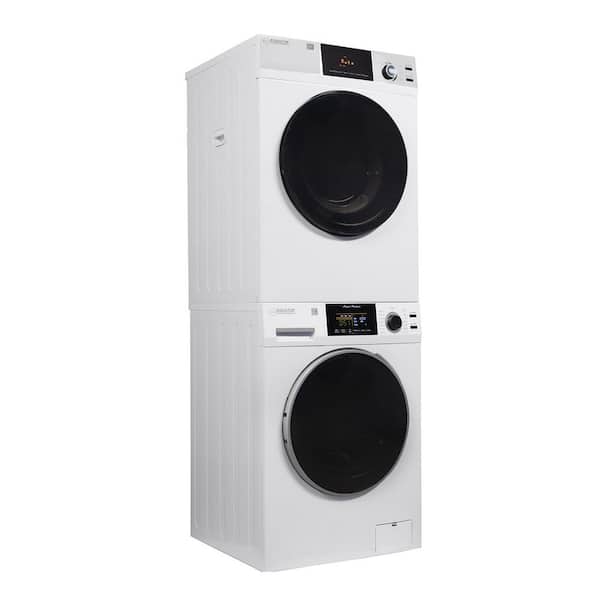 1.9 cu.ft. 110V Washer & 4 cu.ft. 220V Vented Sensor Dryer with Reversible door stackable Washer Dryer Combo in White
