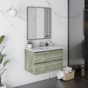 Formosa 30 in. W x 20 in. D x 20 in. H White Single Sink Bath Vanity in Sage Gray with White Vanity Top and Mirror