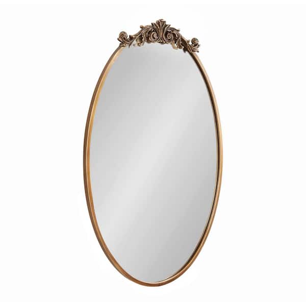Kate and Laurel Arendahl 24.00 in. W x 36.00 in. H Gold Oval Traditional Framed Decorative Wall Mirror