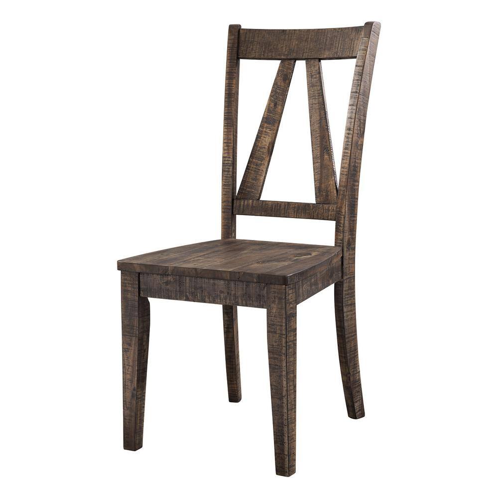 Flynn Rustic Chic Walnut Dining Set with Trestle Table & 4 Chairs