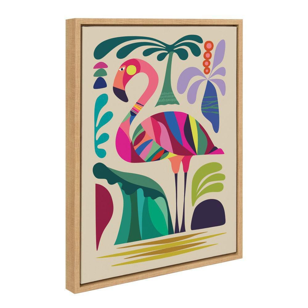 Colorful Mid-Century Modern Flamingo Canvas Wall Art