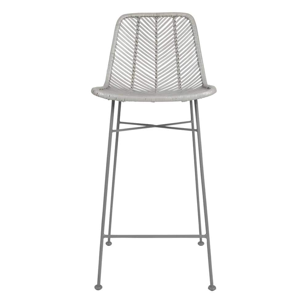 Desert Fields 42" Grey Rattan and Metal Contemporary Bar Stool