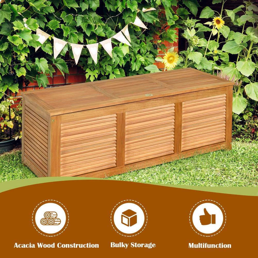 Natural Acacia Wood 47 Gallon Deck Storage Bench