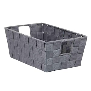 4.5 in. H x 6.62 in. W x 11.75 in. D Gray Fabric Cube Storage Bin