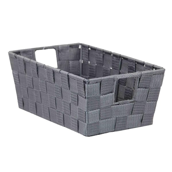 Home Basics 4.5 in. H x 6.62 in. W x 11.75 in. D Gray Fabric Cube Storage Bin