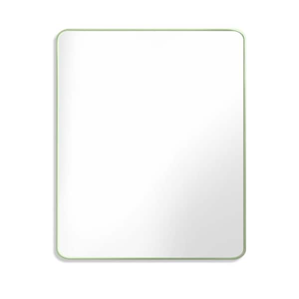 WELLFOR 30 in. W x 36 in. H Rectangle Aluminum Alloy Framed Wall Bathroom Vanity Mirror in Green