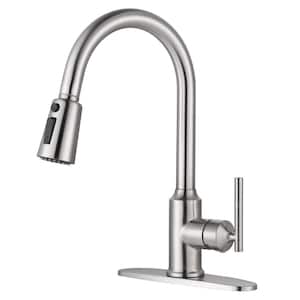 Single-Handle Pull-Down Stainless Steel Sprayer Kitchen Faucet with PowerSpray and Temperature Control in Brushed Nickel
