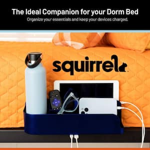 Bedside Perch - USB-C and USB-A Charging Bedside Caddy, Bed Table Tray Organizer, Space-Saving Stand (Blue)