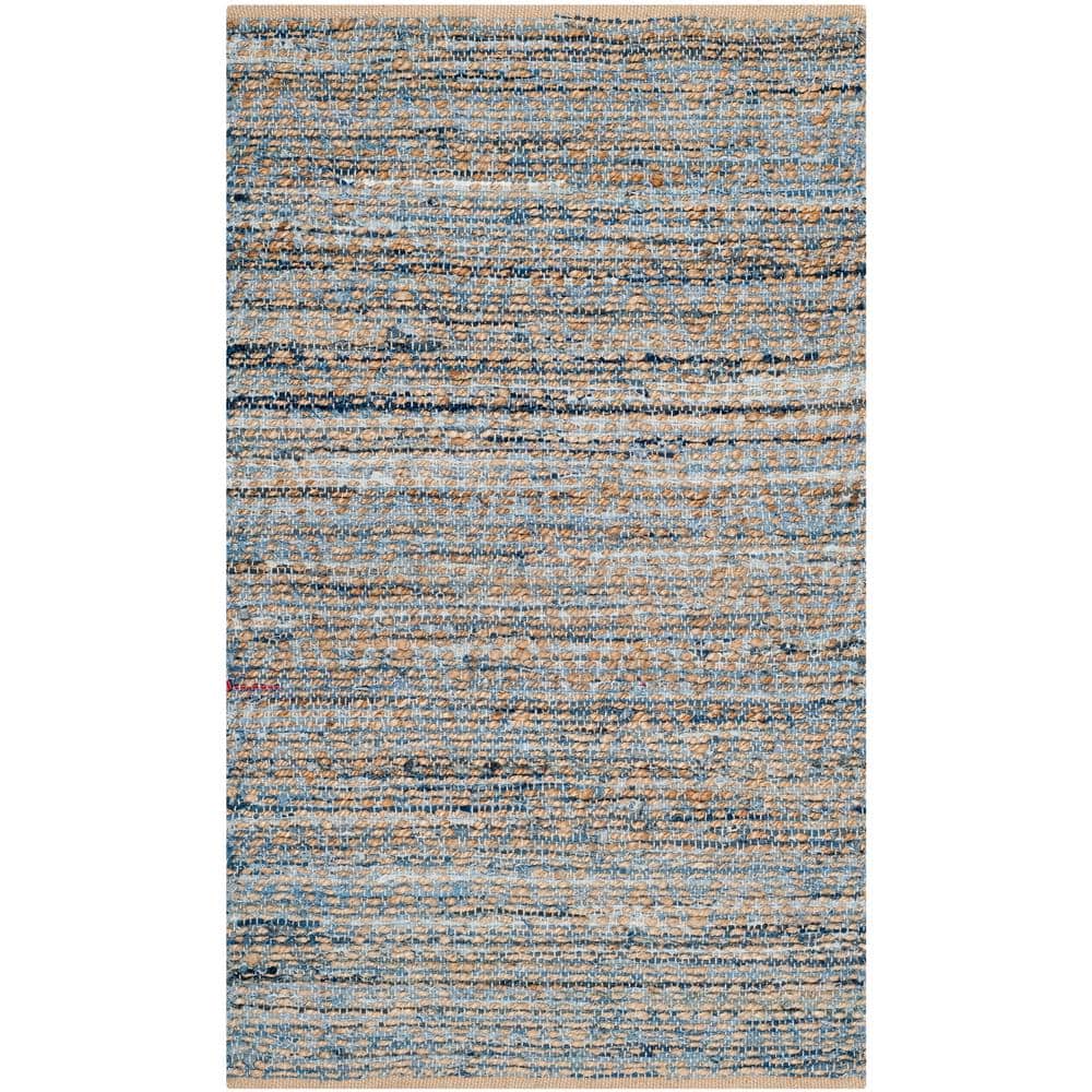 Cape Cod Natural/Blue 9 ft. x 12 ft. Gradient Striped Area Rug