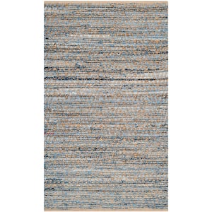 Cape Cod Natural/Blue 2 ft. x 4 ft. Gradient Striped Area Rug