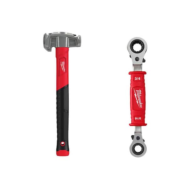 Milwaukee 36 oz. 4-in-1 Lineman's Hammer with Lineman's 4-in-1 Insulated Ratcheting Box Wrench