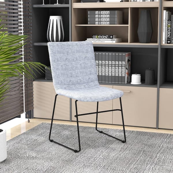 Leisuremod Ergonomic Office Chair Upholstered Guest Side Chair with Powder-Coated Stainless Steel Base Zylar Series in Grey