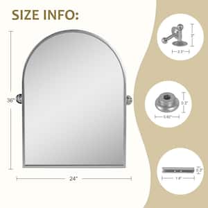 24 in. W x 36 in. H Arched Metal Framed Pivoted Wall Vanity Mirror