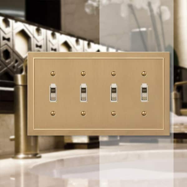 Bethany 4 Gang Toggle Metal Wall Plate - Brushed Bronze