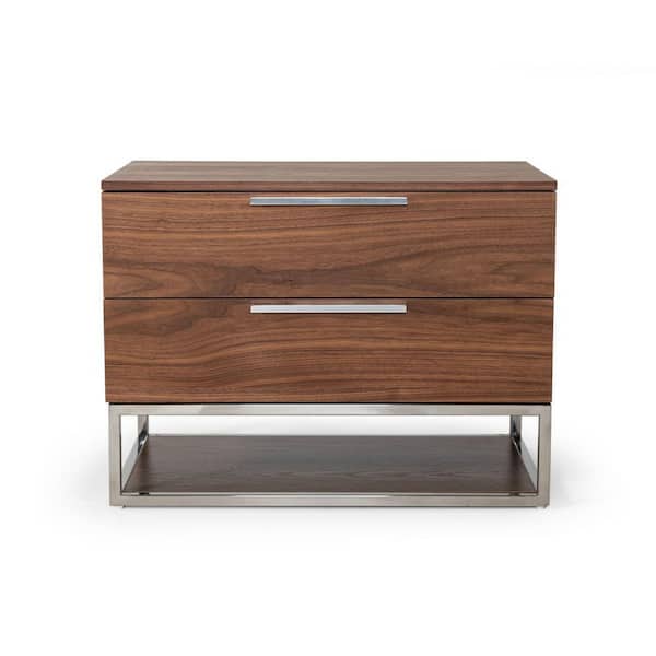 Heloise Walnut 2 Drawer 30 in. Nightstand