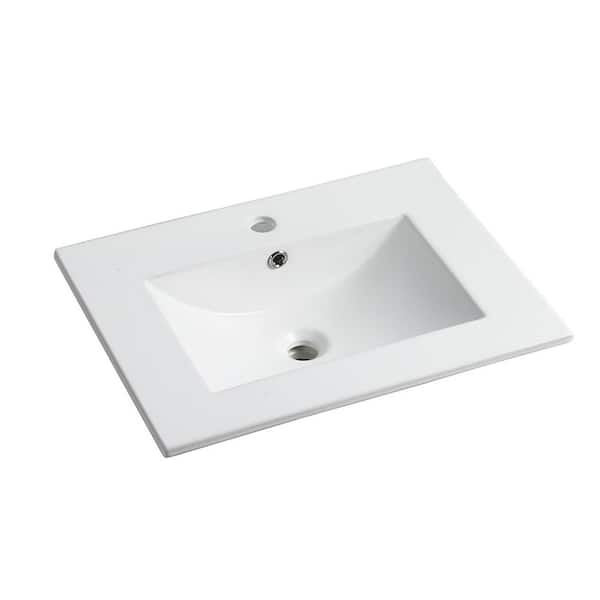 24 in. Drop-In Rectangular Ceramic Bathroom Sink in White