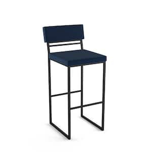 Everly 26 in. Blue Polyurethane/Black Metal Counter Stool