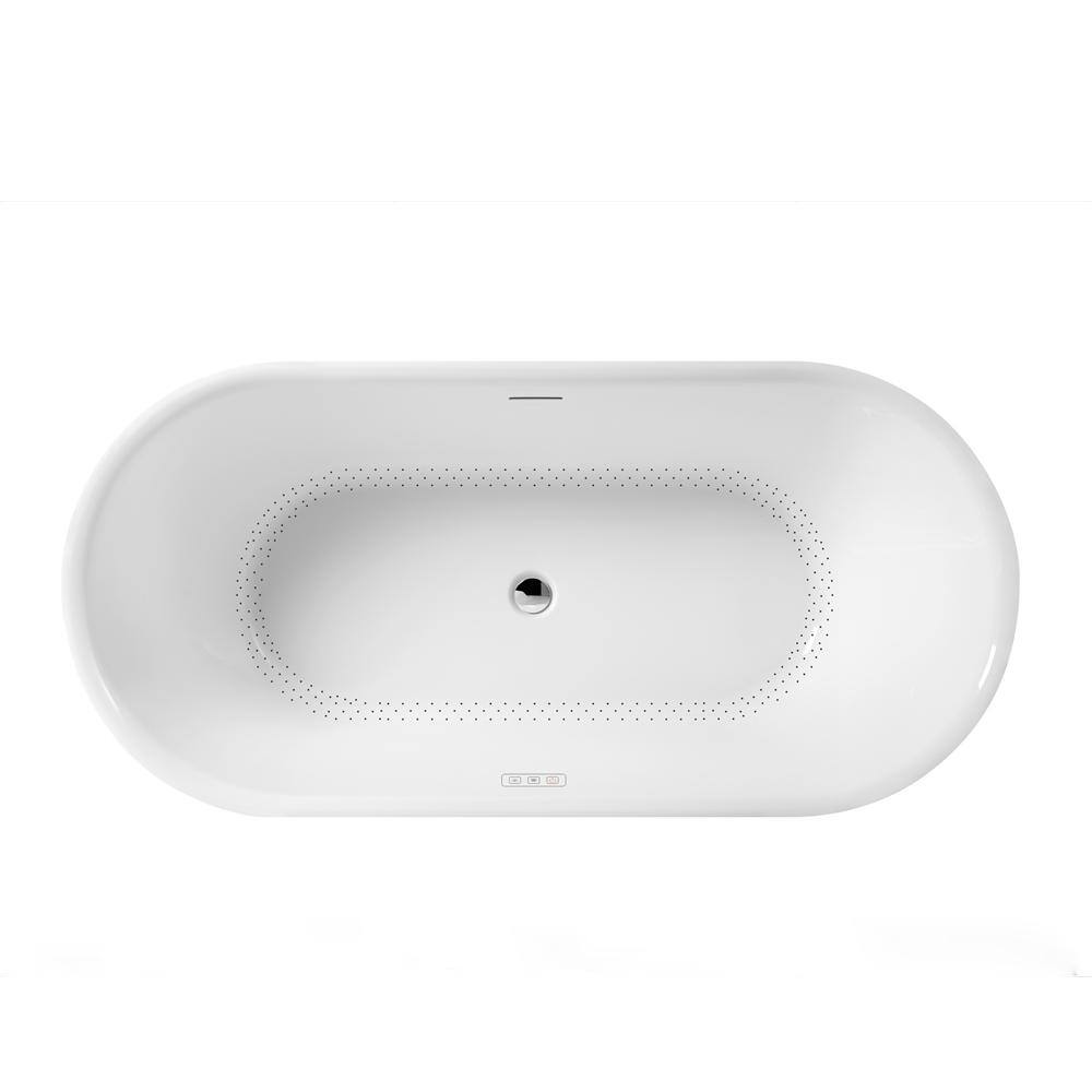 Aubrey 67'' White Freestanding Acrylic Soaking Bathtub
