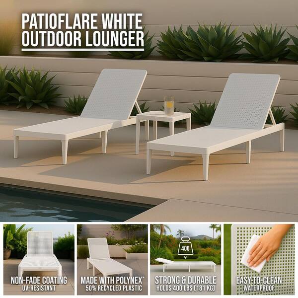 Patioflare Plastic Outdoor Lounge Chair, Cream PF11198 - The Home