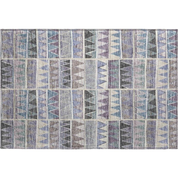 Mayfield Premium Machine Washable Abstract AMF2205 Lavender 2 ft. x 3 ft. Accent Rug