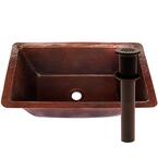 Artesa Rectangular Bathroom Sink in Antique Copper with Oil Rubbed Bronze Strainer Drain