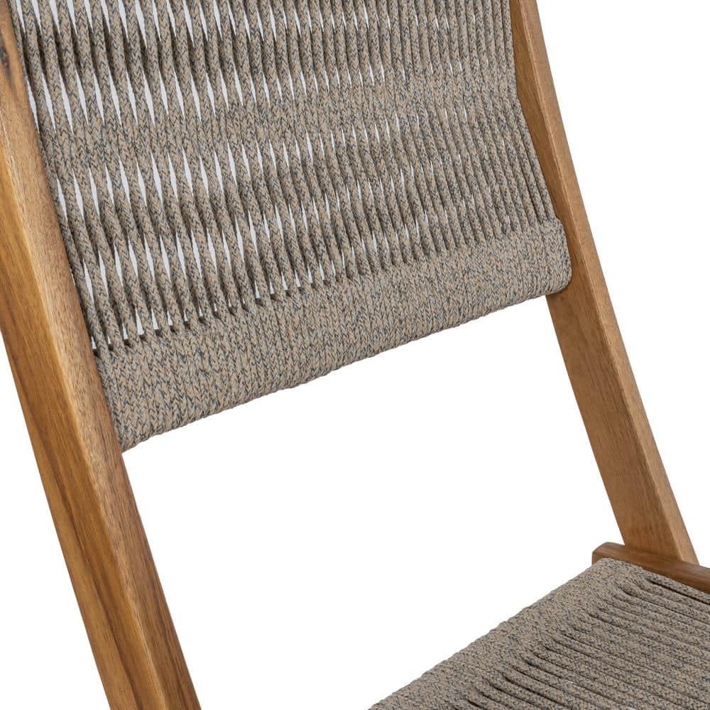 Beige and Teak Brown Acacia Wood Outdoor Folding Bistro Set