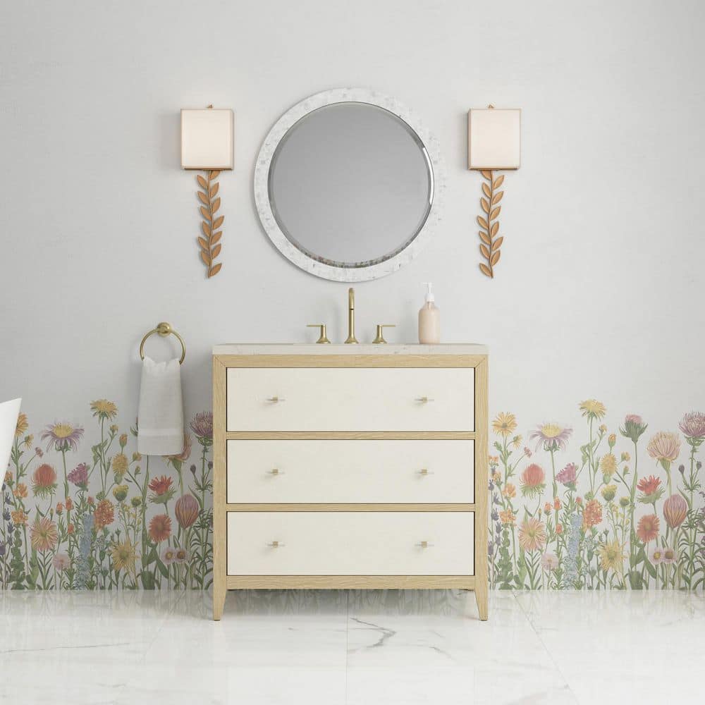 Celeste 36.0 in. Single Bath Vanity in Sunwashed Oak with Embossed Shagreen Drawer Fronts with Siberian Quartz Top price history on PriceWatchPro