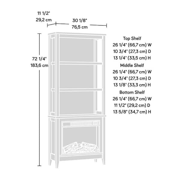 3 Shelf Bookcase With Fireplace 427373, Sauder Cottage Road Collection 3 Shelf Bookcase Instructions