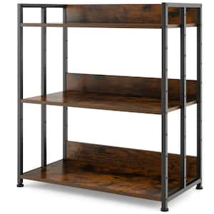 27.5 in. Wide 3-Tier Bookshelf Convertible Bookcase with Anti-Tipping Kits and Metal Frame