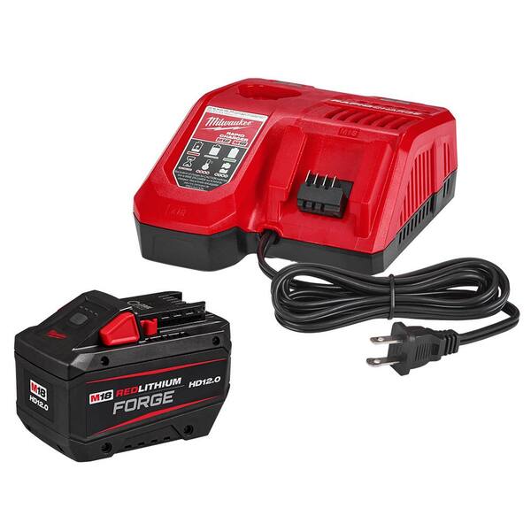 Milwaukee M18 18 Volt Lithium Ion REDLITHIUM FORGE Starter Kit with 12.0Ah Battery and Rapid Charger 48 59 1300 The Home Depot