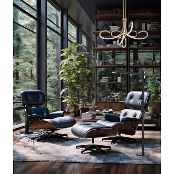 Kovacs 54.63 in. Anodized Brushed Black No Bulbs Required Dimmable LED Standard Floor Lamp for Living Room with Shade