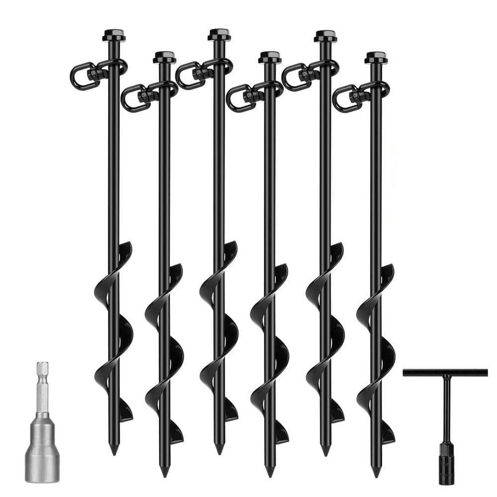 MOEPISY 6 Pieces 11.8 in. Ground Anchor Heavy Duty Earth Anchors