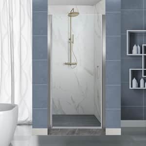32-33.5 in. W x 72 in. H Frameless Pivot Shower Door in Chorme Finish With 1/4 in Thick Clear Tempered Glass