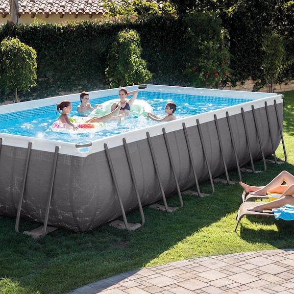 Controle Conserveermiddel boerderij INTEX 24 ft. x 12 ft. x 52 in. Rectangular Ultra XTR Metal Frame Pool with  Canopy 26363EH + 28054E - The Home Depot