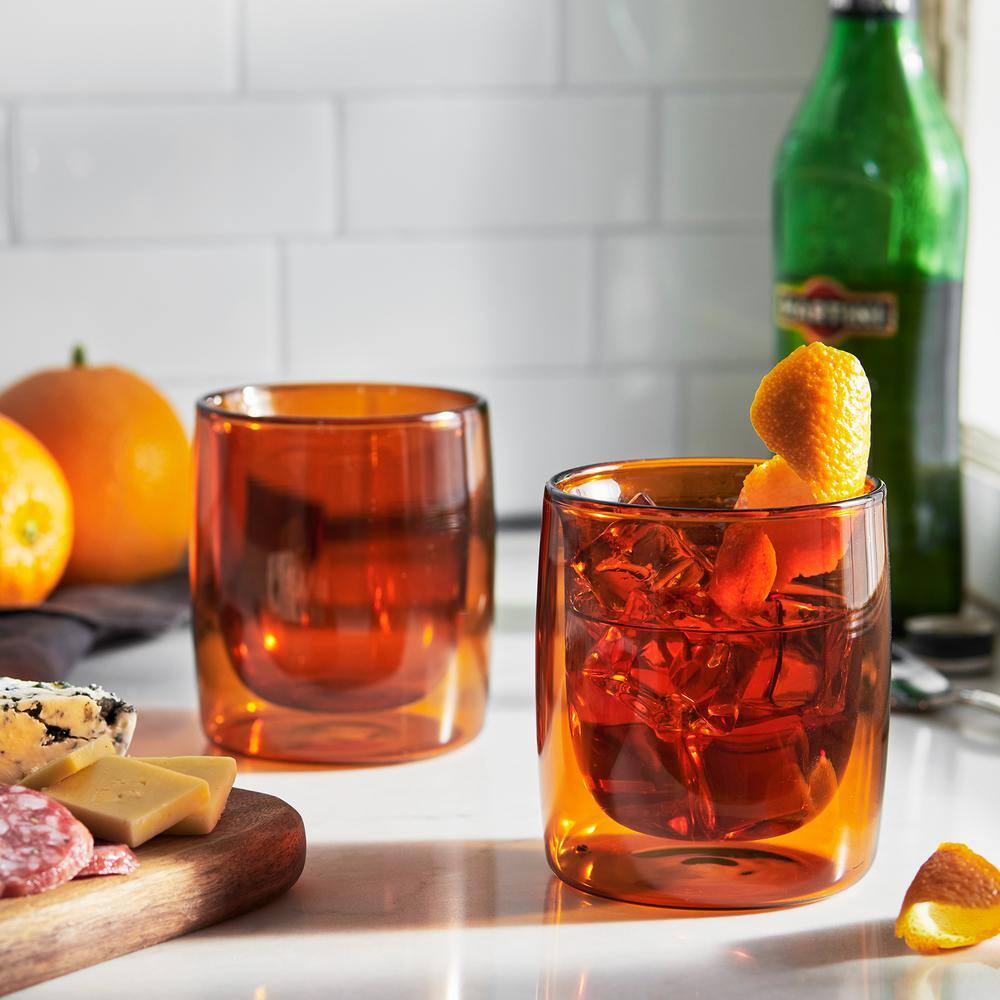 Amber Double-Wall Borosilicate Glass Tumbler Set
