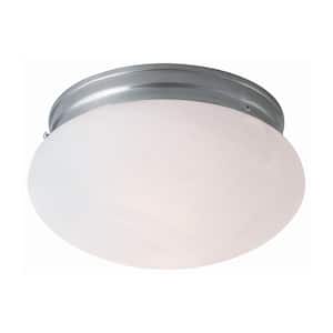 Dash 8 in. 1-Light Brushed Nickel Flush Mount Ceiling Light Fixture with Marbleized Glass