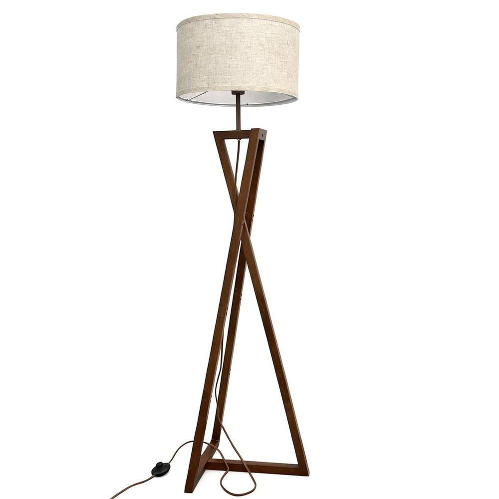 60 in. Indoor Walnut wood 1-Light Dimmable Tripod Floor Lamp with Fabric Shades for Living price history on PriceWatchPro