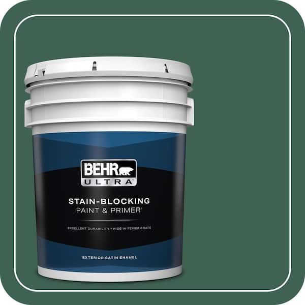 BEHR ULTRA 5 gal. #M430-7 Green Agate Satin Enamel Exterior Paint & Primer