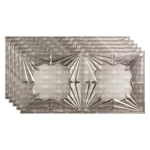 Art Deco 2 ft. x 4 ft. Glue Up Vinyl Ceiling Tile in Crosshatch Silver (40 sq. ft.)
