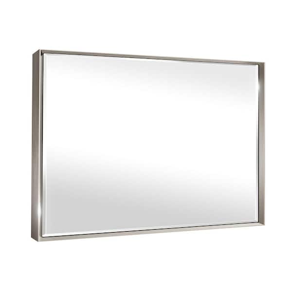 48 in., W x 30 in., H Aluminum Beveled Edge Rectangular Framed Bathroom Vanity Wall Mount Mirror in Brushed Nickel