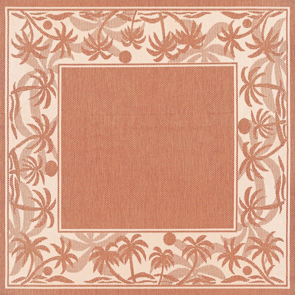 Recife Island Retreat Terracotta-Natural 9 ft. x 9 ft. Indoor/Outdoor Squar