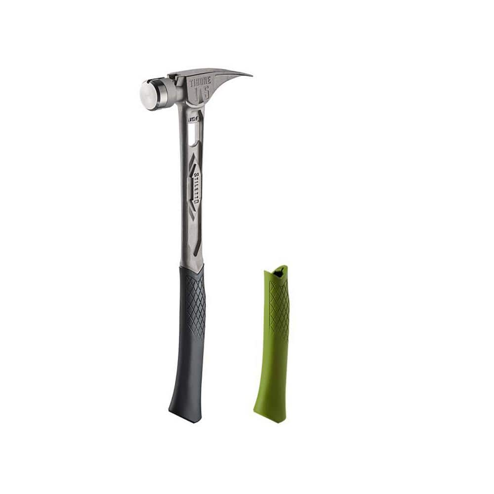 Stiletto 15 oz. TiBone Smooth Face with Curved Handle with Green Replacement Grip (2-Piece)