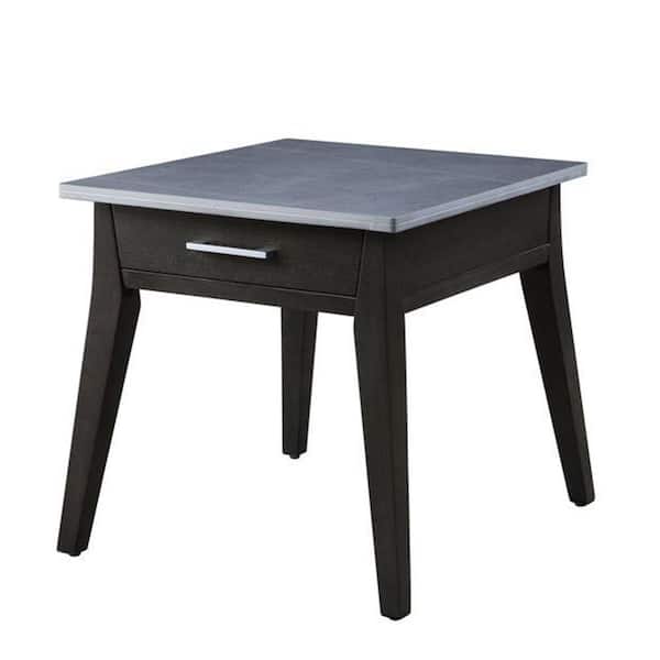 Benjara 24 in. Brown Square Marble End Table with Angled Legs