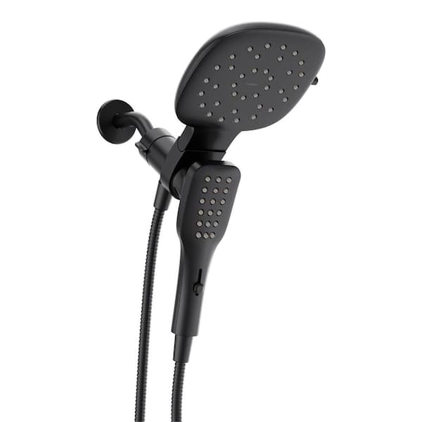 Verso 6-Spray Dual Wall Mount Fixed and Handheld Shower Head 2.5 GPM in Matte Black