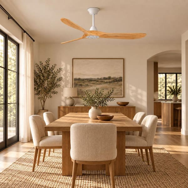 MODERN HABITAT 60 in. Indoor Downrod Mount Oak Solid Wood Blades