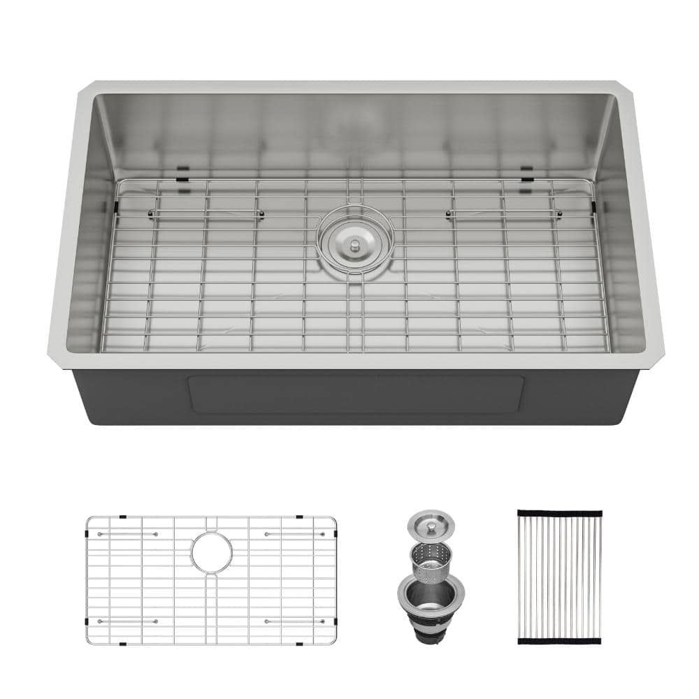 32 x 1 8 Inch Undermount Single Bowl 16-Gauge Stainless Steel Workstation Kitchen Sink with Accessories price history on PriceWatchPro