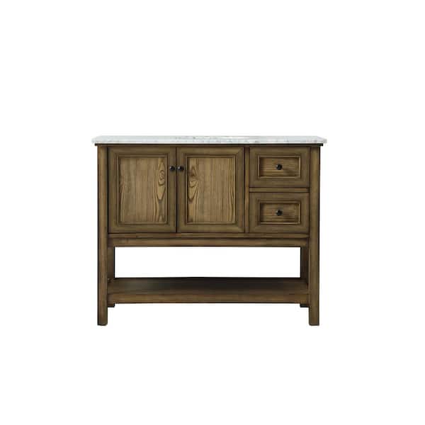 Unbranded Timeless Home 42 in. W x 22 in. D x 34 in. H Single Bathroom Vanity in Driftwood with White Marble