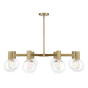 Wright 8-Light Warm Brass Chandelier with Clear Glass Shades