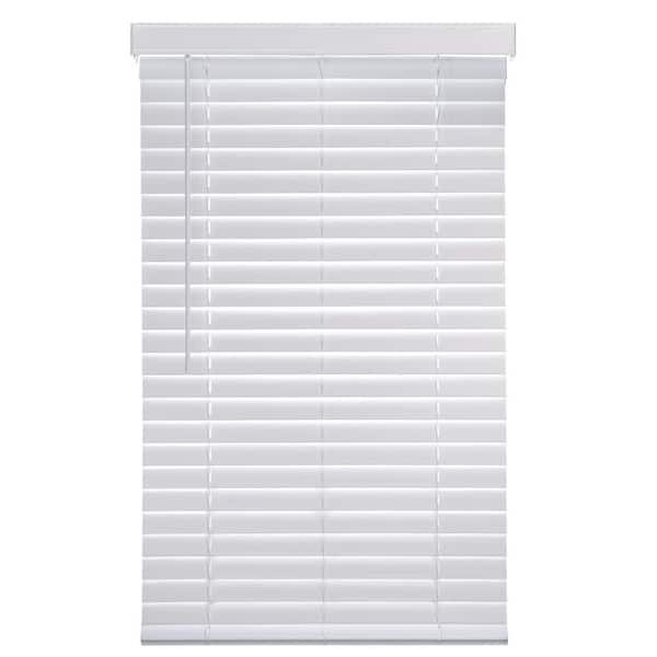 Home Decorators Collection White Cordless Faux Wood Blinds for