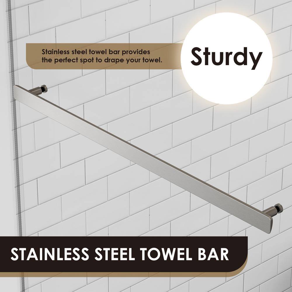 Marcelo 60" Frameless Sliding Tub Door in Brushed Nickel with Clear Glass
